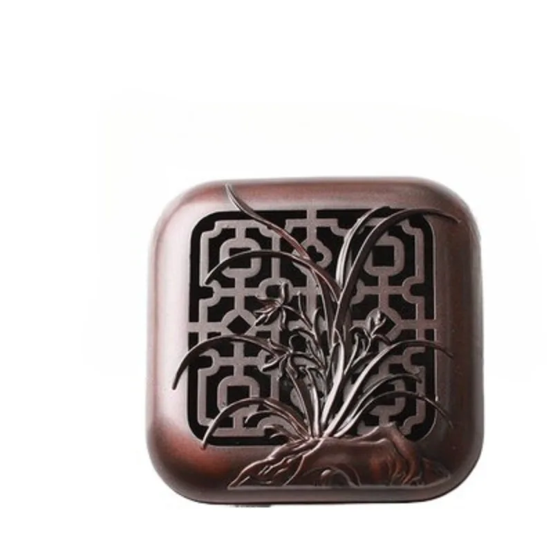 Mini Alloy Incense Box Coil Incense Burner Plum Blossom Bamboo Chrysanthemum 4-Gentlemen Zen Sandalwood Burner Home Decoration