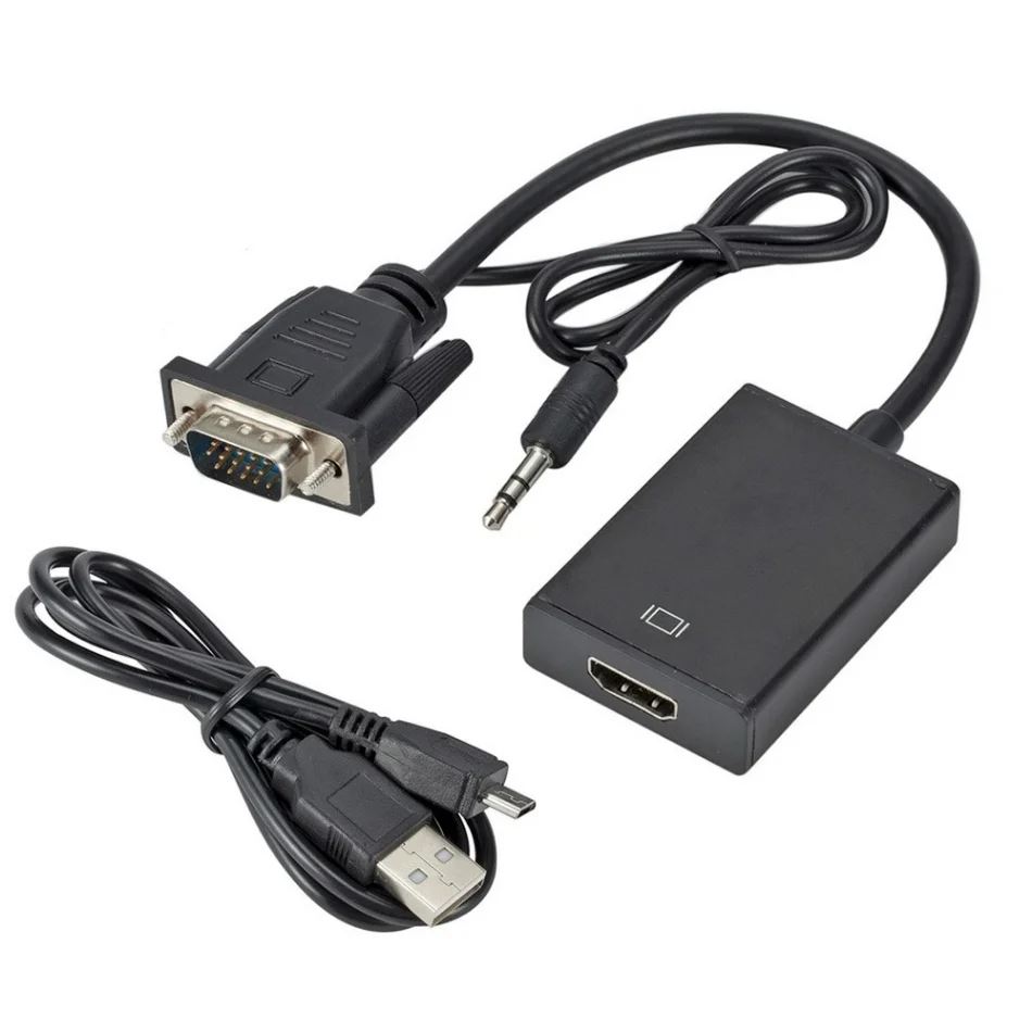 VGA to HDMI-compatible Converter Adapter Cable Full HD 1080P With Audio Output for PC Laptop to HDTV Projector hdmi to vga adapter cable vga to hdmi converter