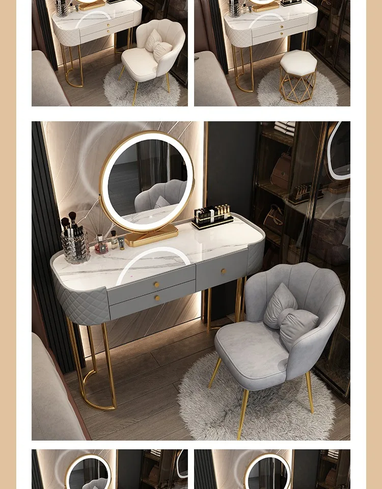 Glass luxury dressing table,household small modern minimalist dressing table,bedroom ins style storage cabinet, integrated table
