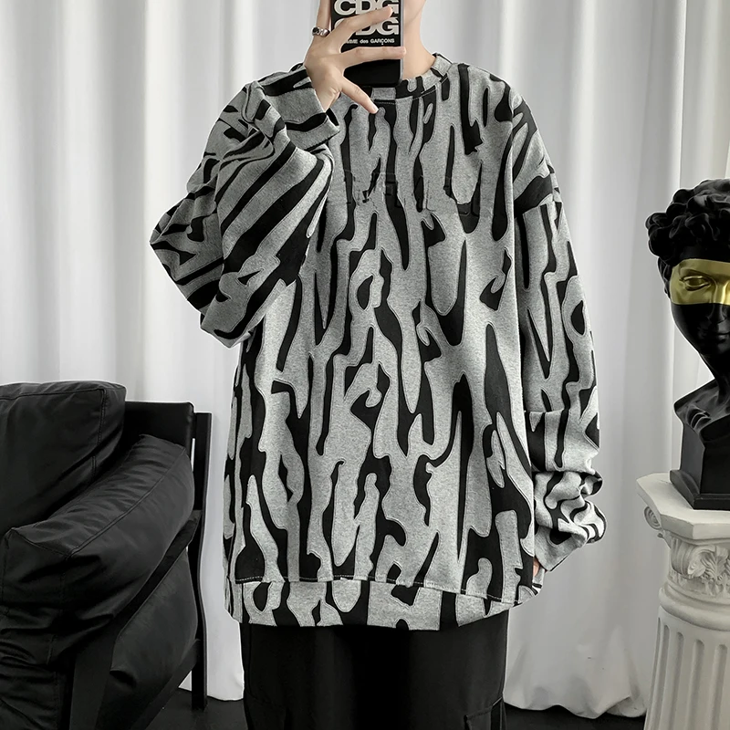 

Zebra Print High Quality Long Sleeve Men T Shirts Casual O Neck Fashion Vintage Oversized Streetwear Top 2022 New Trend Autumn