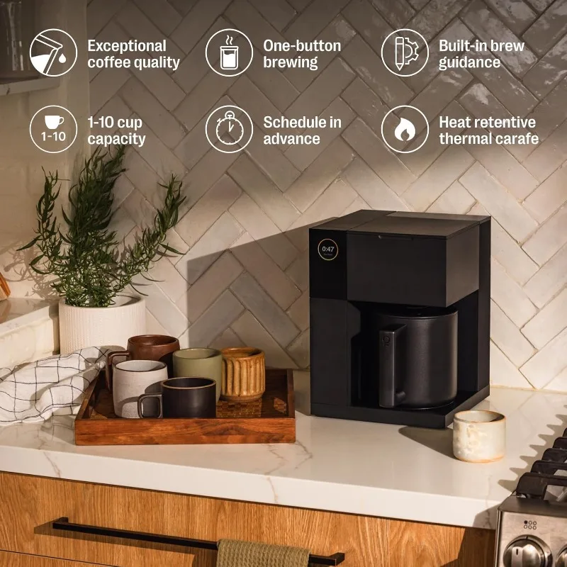 Aiden Precision Coffee Maker - 10-Cup Thermal Carafe, Built-In Brewing Guidance, Scheduling, Removable Water Tank, Matte Black 4