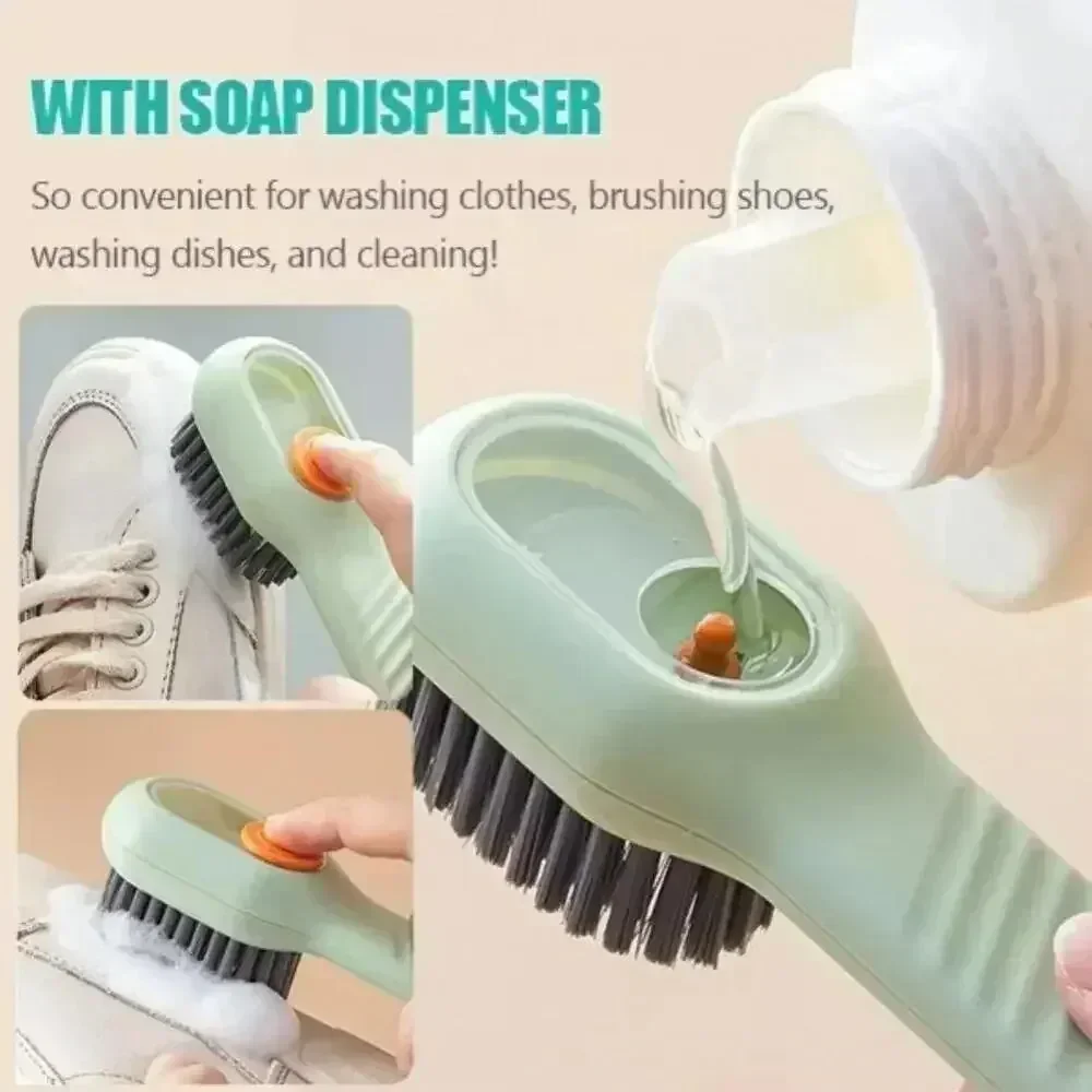 1/2pcs Cleaning Shoe Brush Soft Automatic Liquid Shoe Brush Long Handle Liquid Clothes Brush Household Cleaning Tools