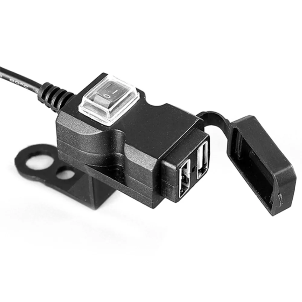 Dual USB motorcycle charger waterproof handlebar mount