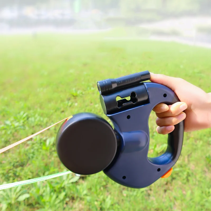 Auto Retractable Double Dog Leash 3m with LED Flashlight