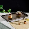Zen Retro Style Tea Set Storage Tray Retro Tea Tray Household Japanese Style Solid Wood Bamboo Woven Tea Cup Rattan Tray ZE626 4