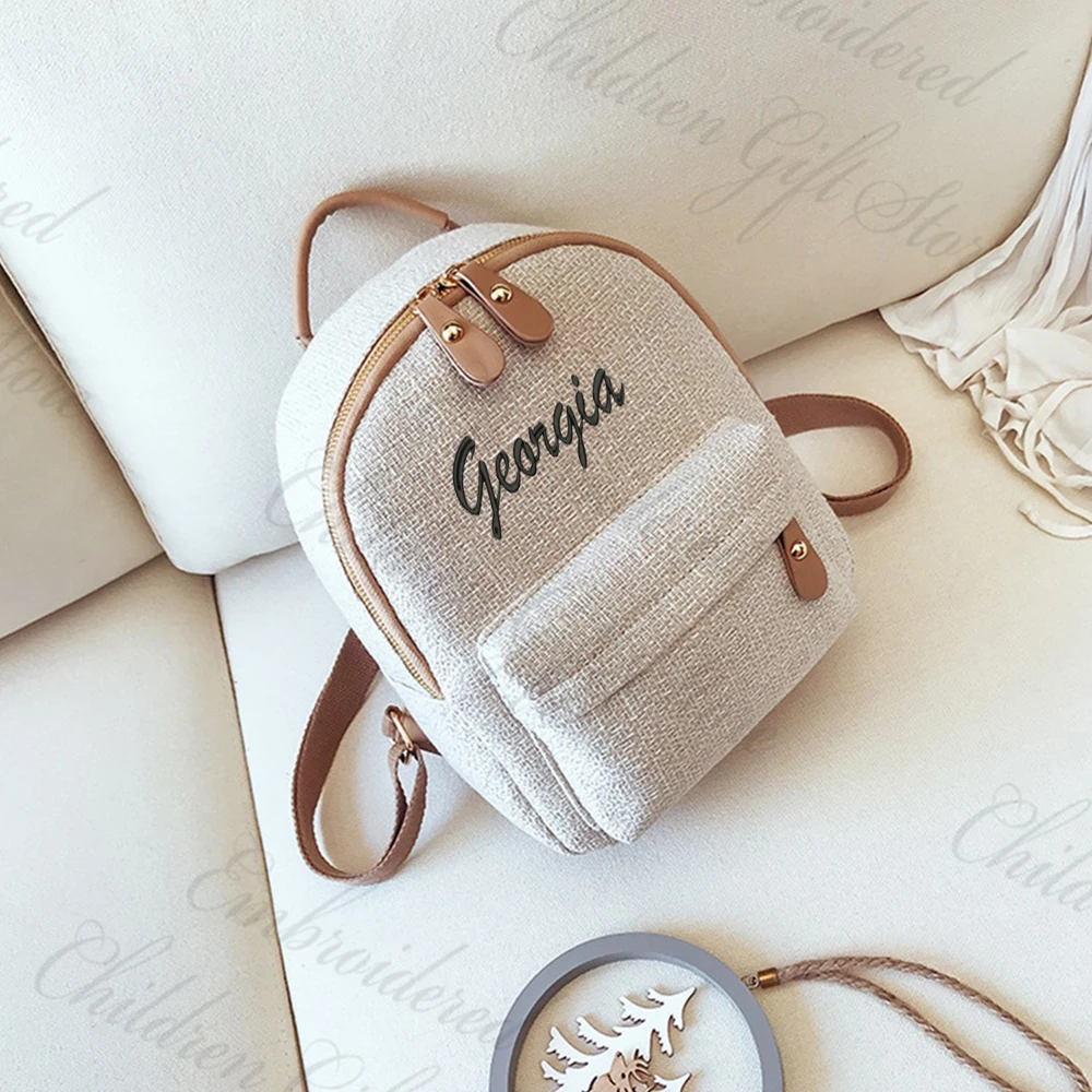 

Customized Name Fashionable Backpack Women's Summer New Color Contrast Shoulder Bag Personalized Embroidery Travel Mini Backpack