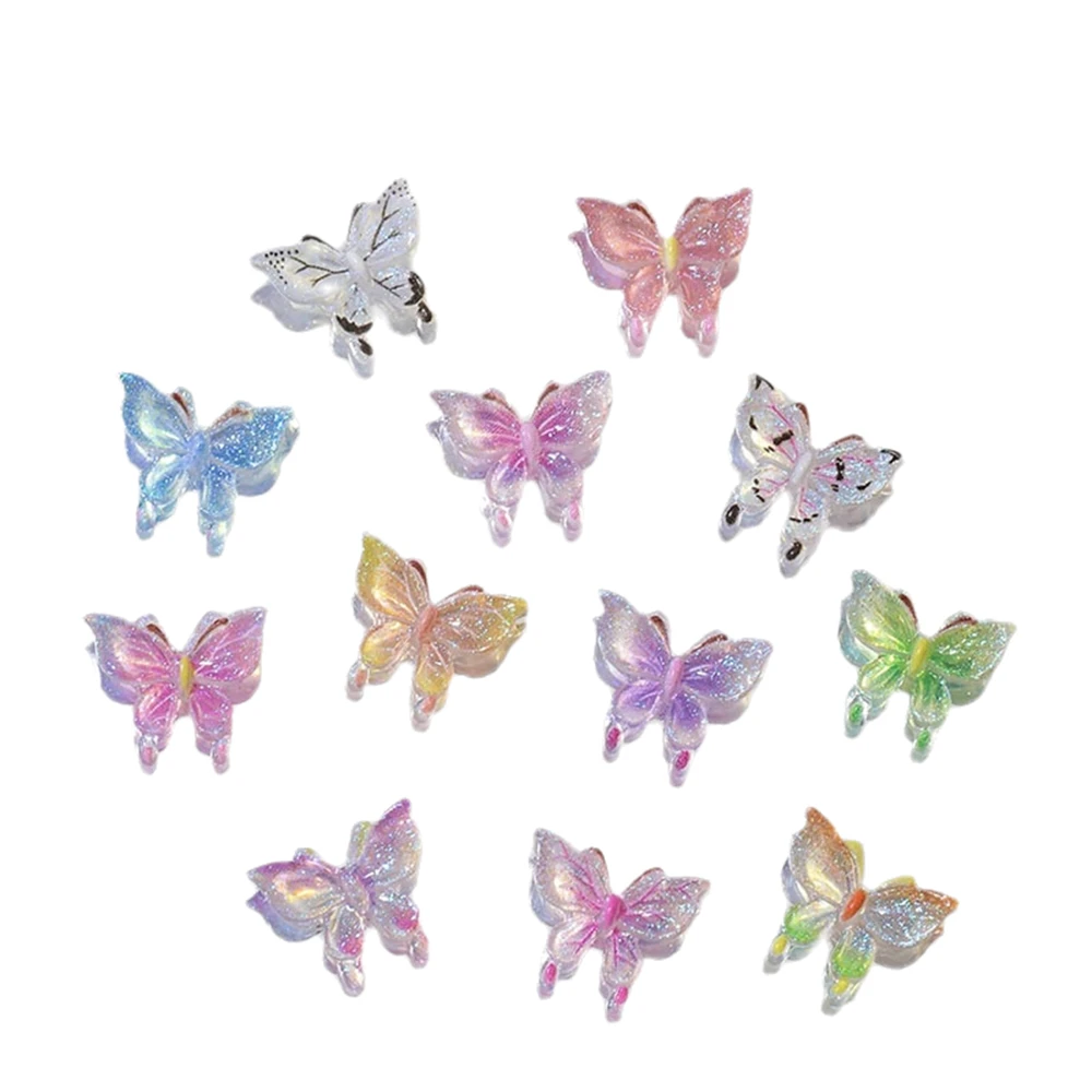 Sweet Luxury Butterfly Nail Art Charms 3D Resin Kawaii Accessori Decorazioni In Cristallo Per Unghie Ice Clear Carft Ornament