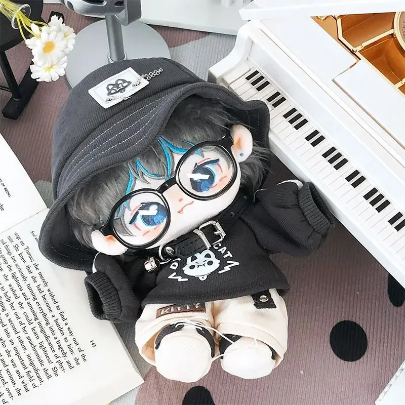 20cm No Attribute Demon Cat Kawaii Cool Handsome Boy Hoodie Hat Costume Set Plush Doll Change Clothes Outfit Cosplay Xmas Gift 4