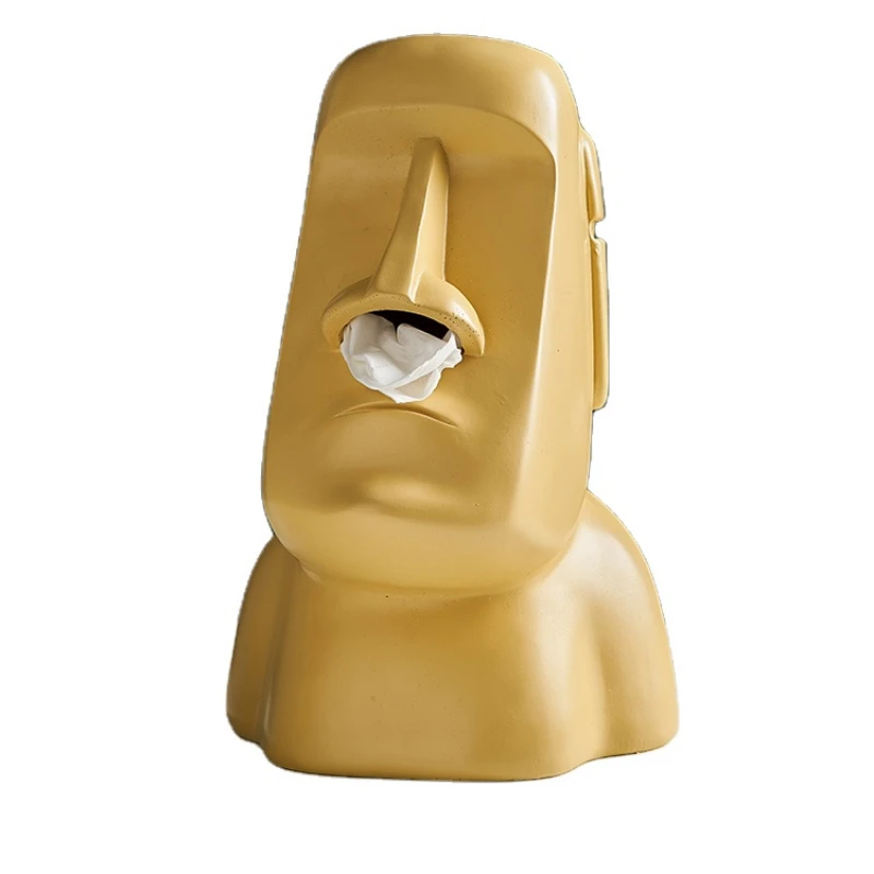 

High Quality Ceramic Moai Tissue Box Holder Abstract Human Face Tissue Box