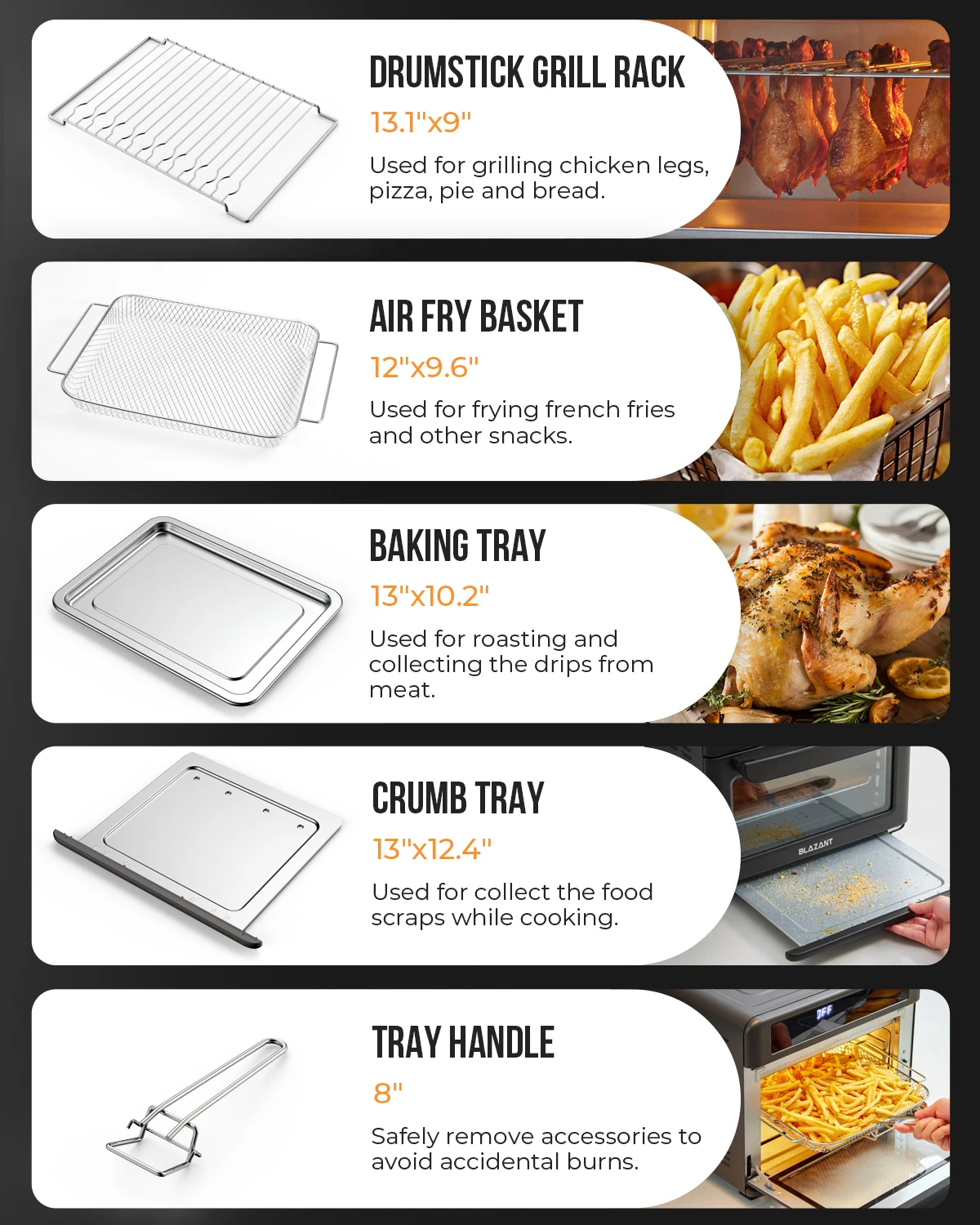 Large Capacity Air Fryer Toaster Oven Combo Countertop, Dishwasher Safe Detachable Panel, 26QT, with Drumstick Grill 3