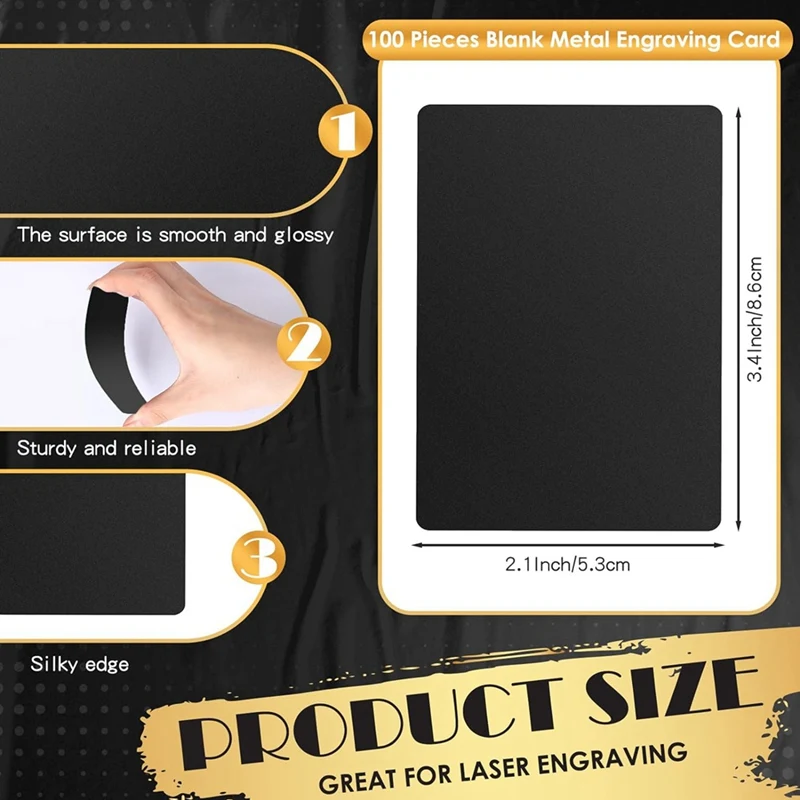 100 Pcs Matte Black Metal Engraving Blanks Aluminum Sheets For Business Cards DIY Gift Cards Laser Engraving
