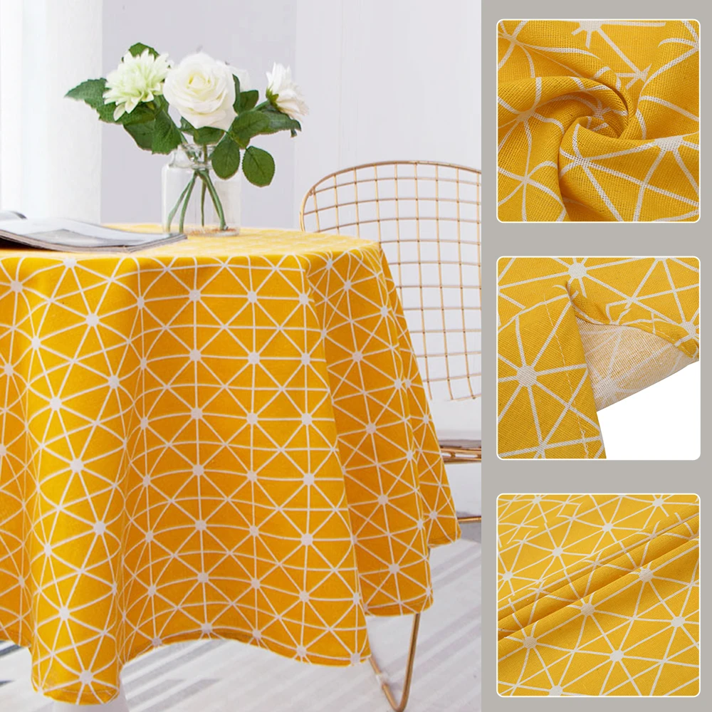 Nordic Round Tablecloth Cotton Linen Washable Hotel Banquet Table Cloth for Wedding Party Christmas Table Cover Home Dec 6