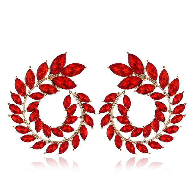 Leaf Zircon Rhinestone Earrings