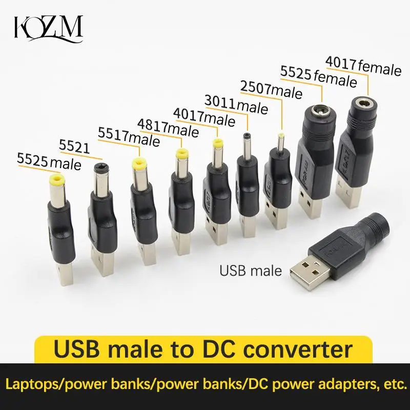 

USB Convertible DC Conversion Head DC5.5 * 2.1 Dedicated adapters for laptops/mobile power supplies/power banks supplies, etc