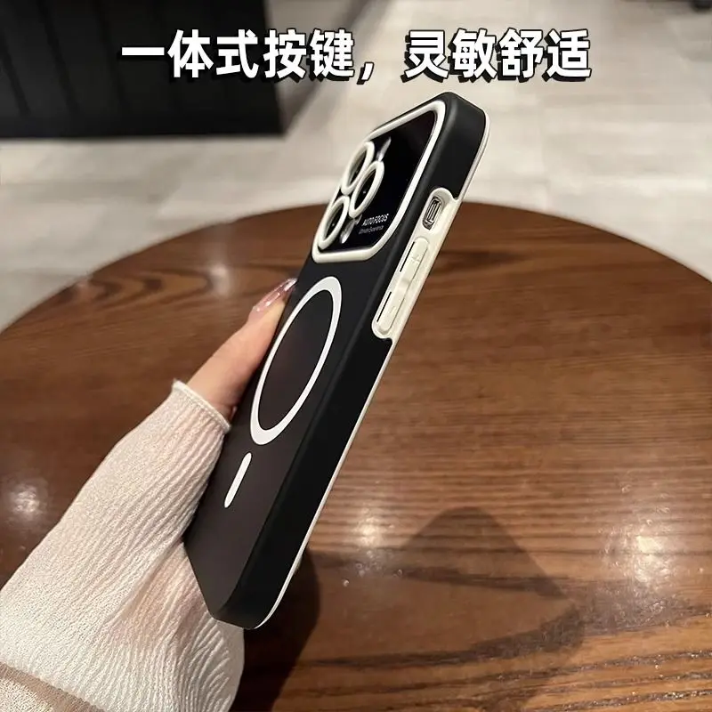 Skin-friendly magnetic suction new applicable 14 phone case simple iPhone13promax full package anti-drop protection case 15proma
