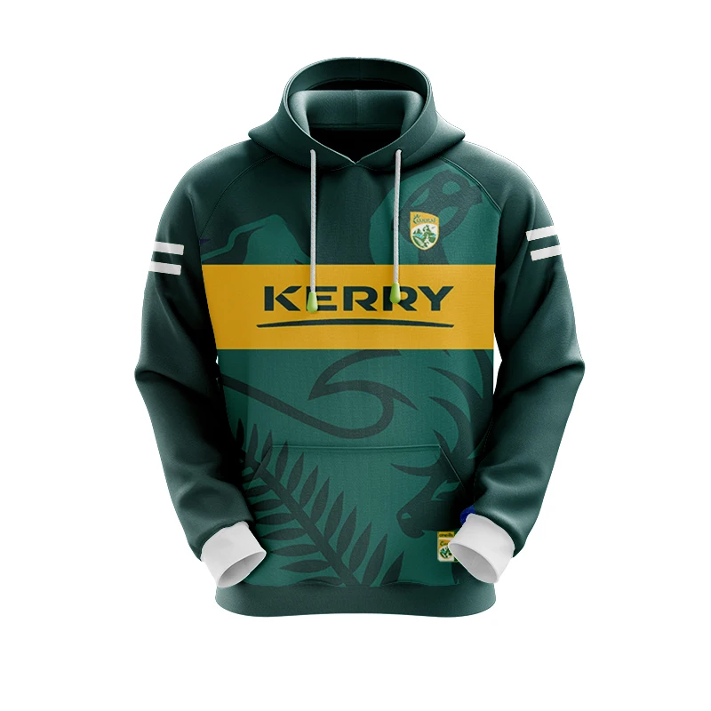 Kerry Home Away Rugby Hoodie Jersey Winter Brushed Sweater Men Pullover Street Jacket