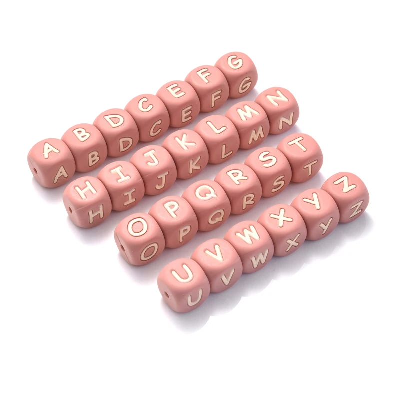 

50Pcs English Alphabet Silicone Letters Beads for Baby DIY Personalized Name Necklace Pacifier Chain Chewing 12mm Teether Beads