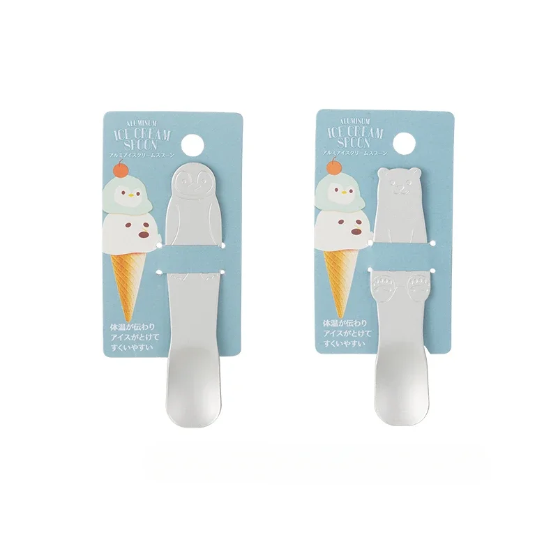 Self-melting Type Ice Cream Spoon Aluminum Creative Cute Small Dessert Scoop Silver Pudding Cake Spoons Tableware Cutlery Set ice cream spoon