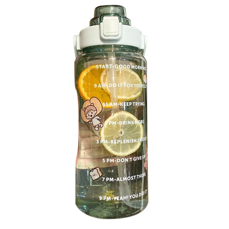 

BEAU-2L Sports Bottle With Straw Portable Summer Outdoor Fitness Hiking Bicycle Drinking Bottle