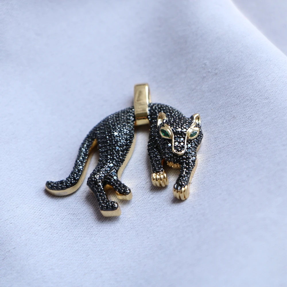 5PCS, 2022 Trendy CZ Leopard Pendant Copper Gold Plated Crystal Zircon Necklace Pendant for Jewelry Making Lucky Gift 5