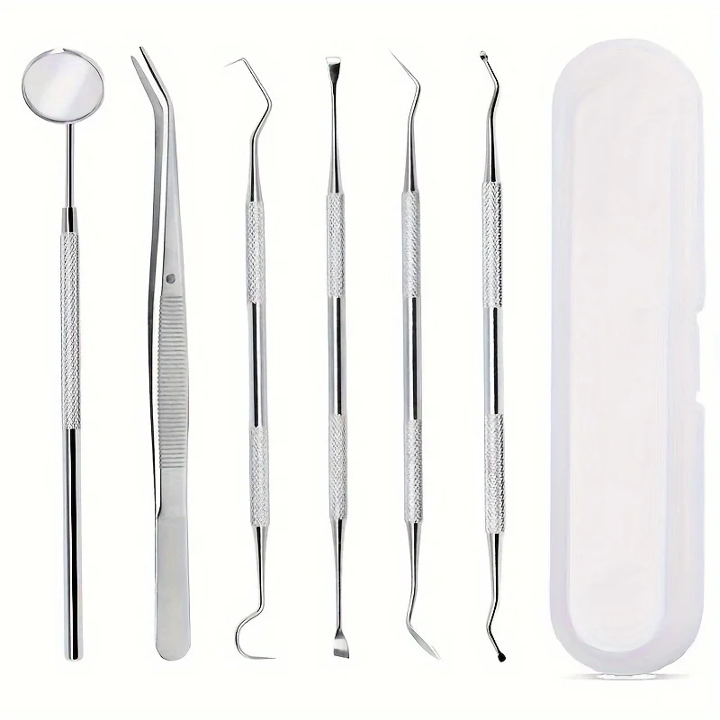 6-Piece Tooth Tools Set,Stainless Steel Oral Hygiene Kit With Mouth Mirror, Scaler&Pick Tools,Non-Slip Handle Teeth Cleaning Kit