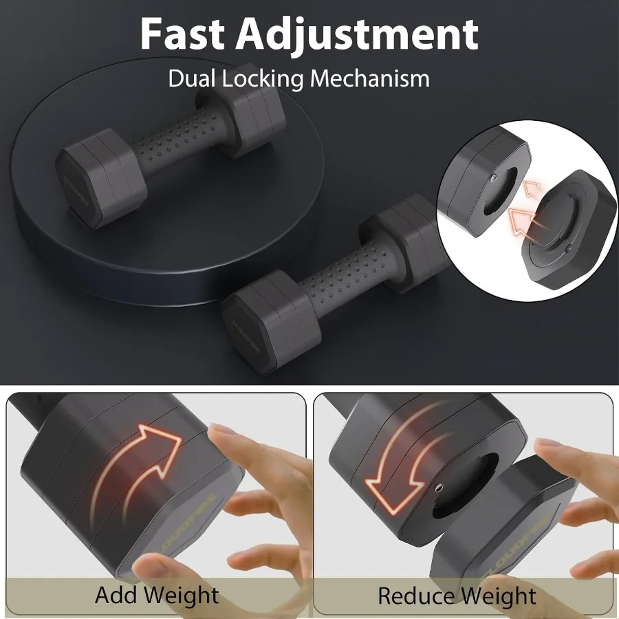 Adjustable Dumbbell Set of 2, 4 in 1 Free Weights Dumbbells Set, Hand Weights for Women at Home, 5 lb Dumbbells Set with Non-sli