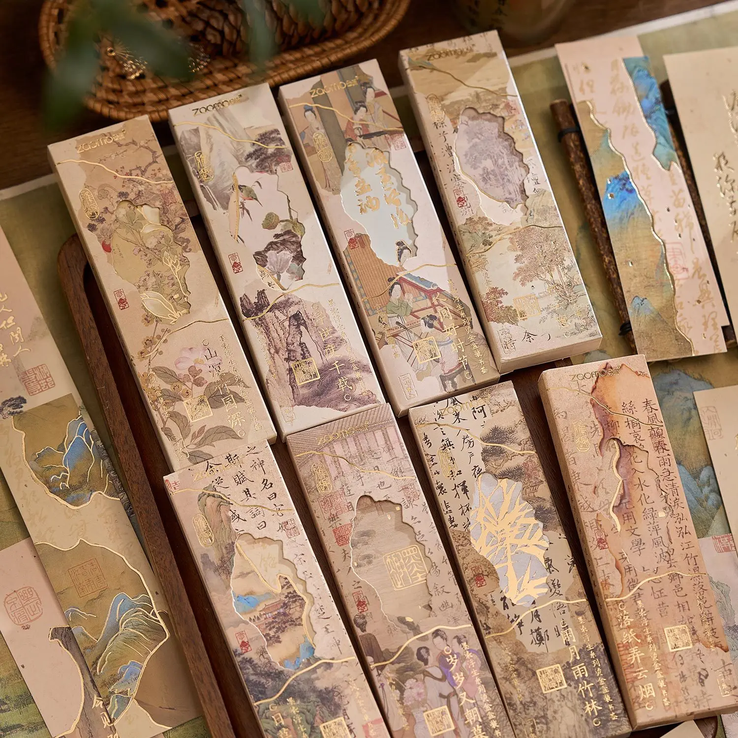 30 pcs Chinese style Bronzing bookmark Decorative paper Scrapbooking Set