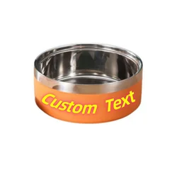 Customized Stainless Steel Anti - Fall Pet Food Bowl - Thickened Round Design - 14x7 cm (Orange)