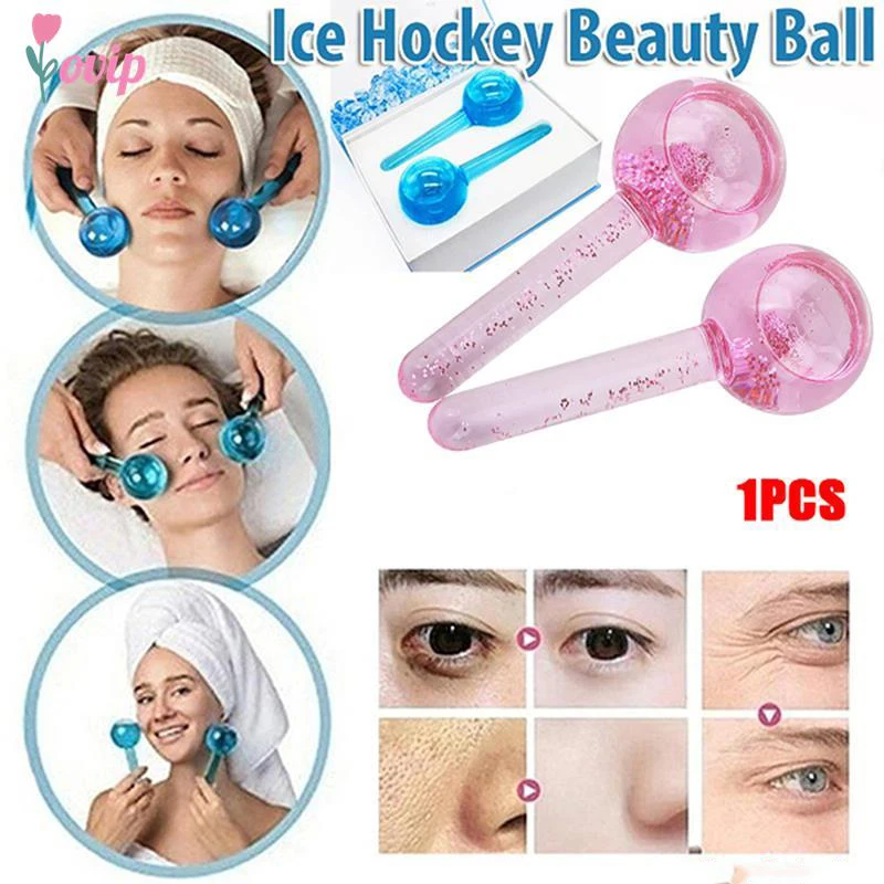 Crystal Face Roller Ball Facial Massager Ice Roller For Face Magic Cold Ball For Eye Massage Beauty Ice Hockey Energy Skin Care facial massager facial beauty instrument eye massager