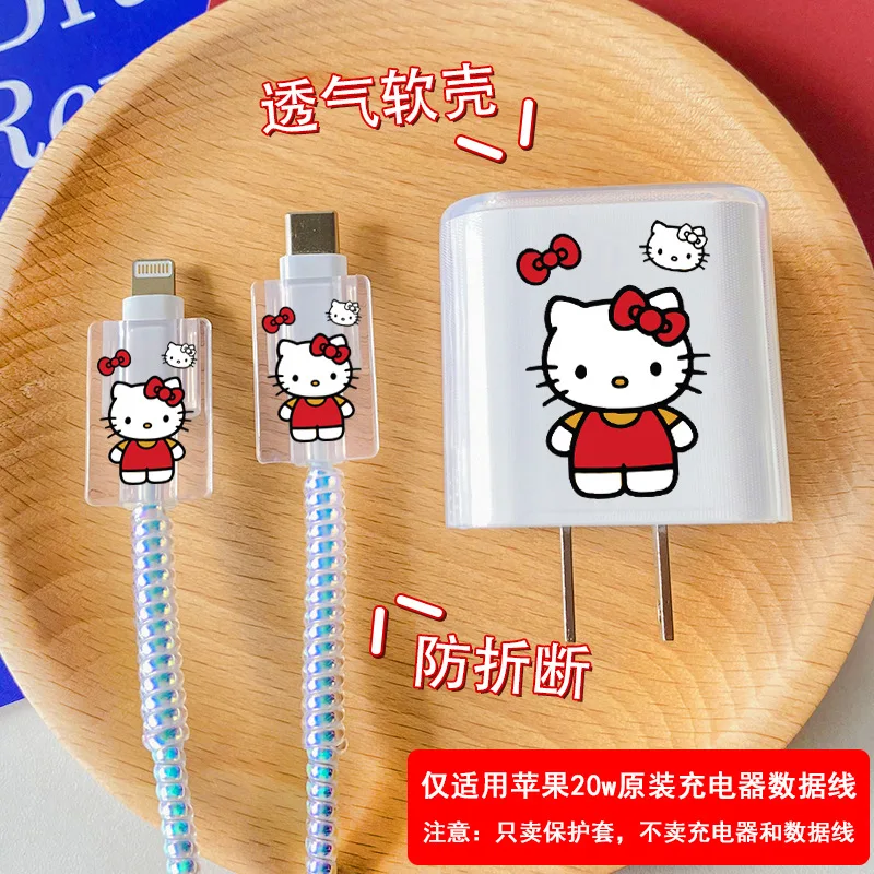 Cute Sanrio Cinnamoroll Anti-Breaking Data Cable Protective Case Mobile Phone 20W Charger Winding Usb Cable Protector Girl Gift