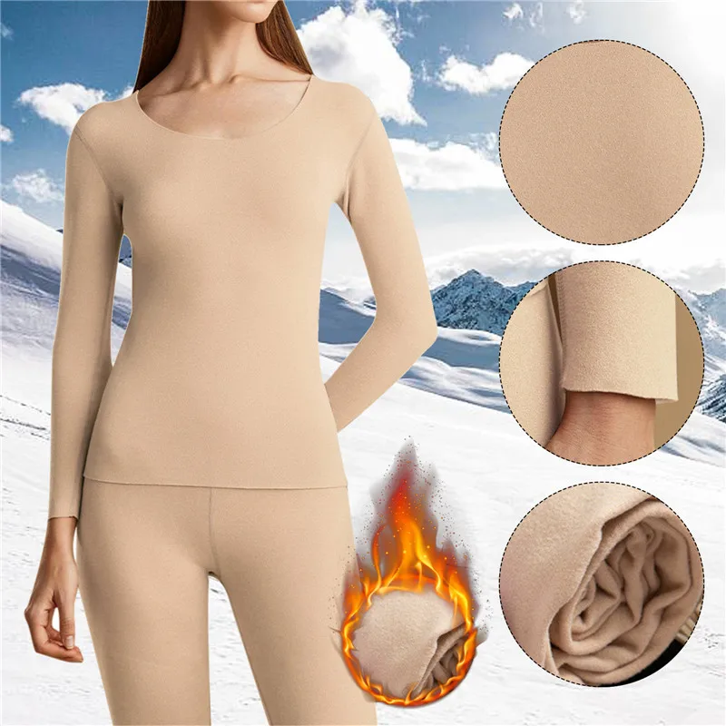 Women's Thermal Underwear Set Winter Clothes Seamless Plus Fleece Warm Lingerie thermal underwear sets