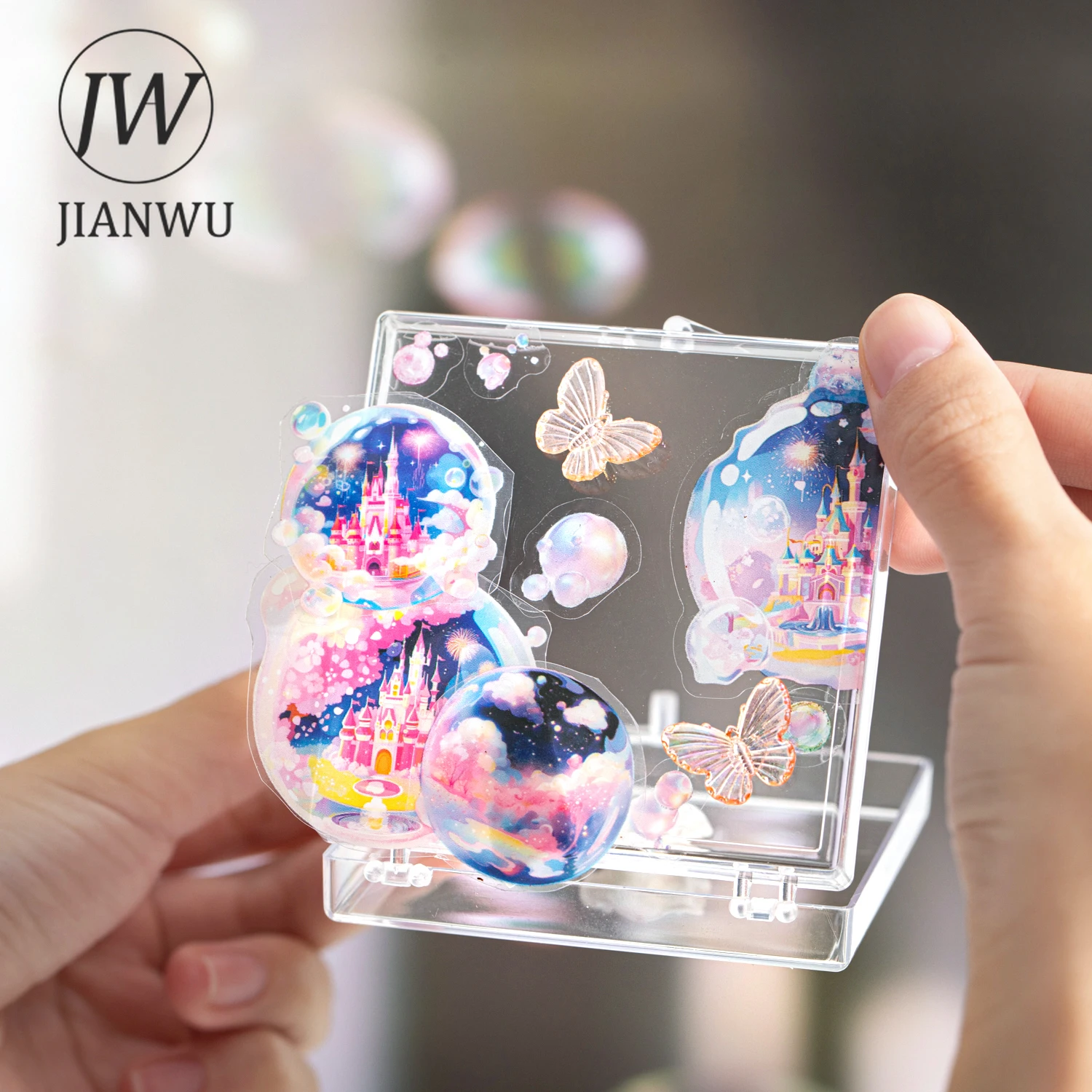 JIANWU 50mm*200cm 버블 시리즈 꿈의 꽃 성 풍경 소재 콜라주 PET 테이프 창의적인 저널 문구