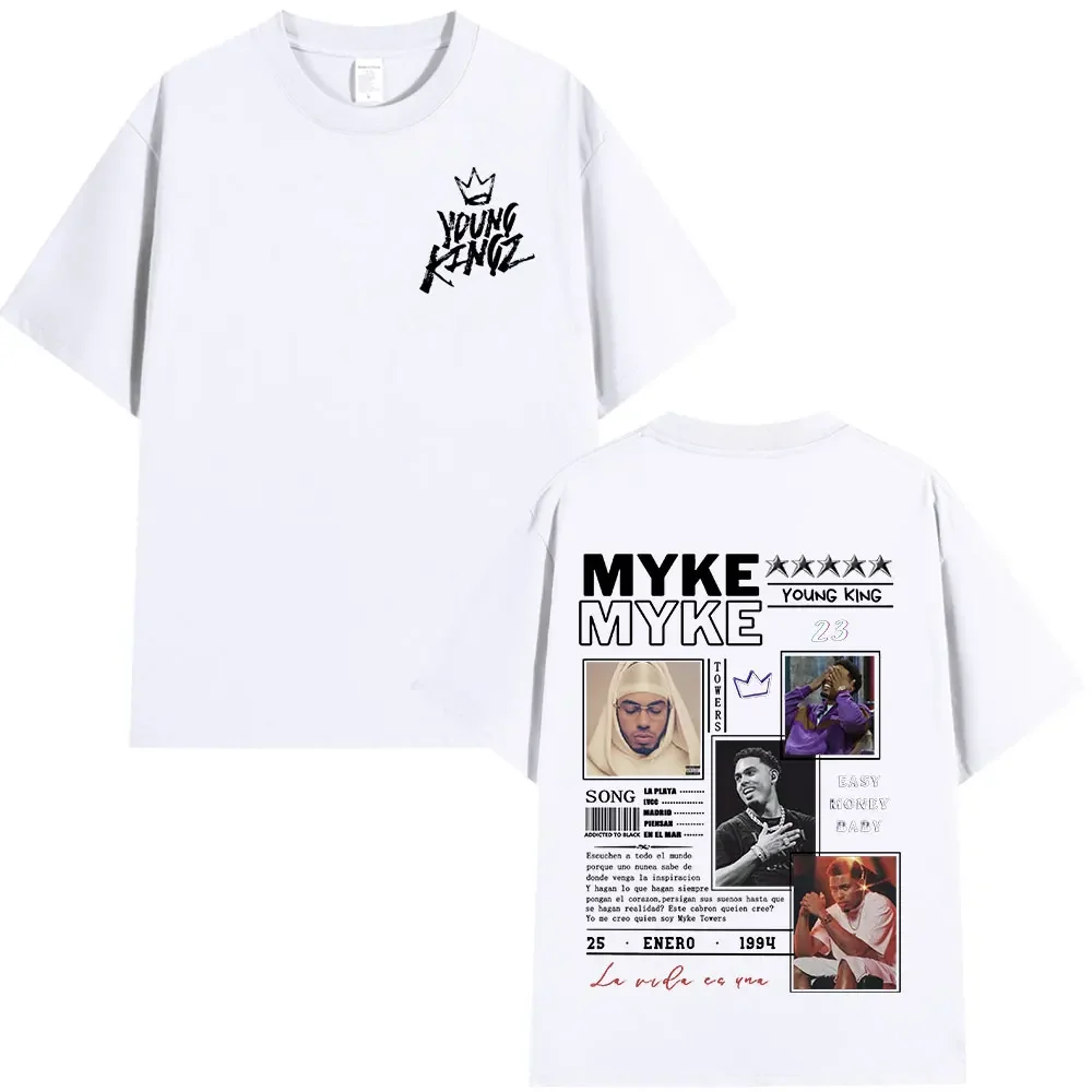 Rapper Myke Towers Graphic T-shirts Men Women Clothing Fashion Hip Hop Oversized T Shirt Unisex Cotton Short Sleeve T-shirt Tops 4