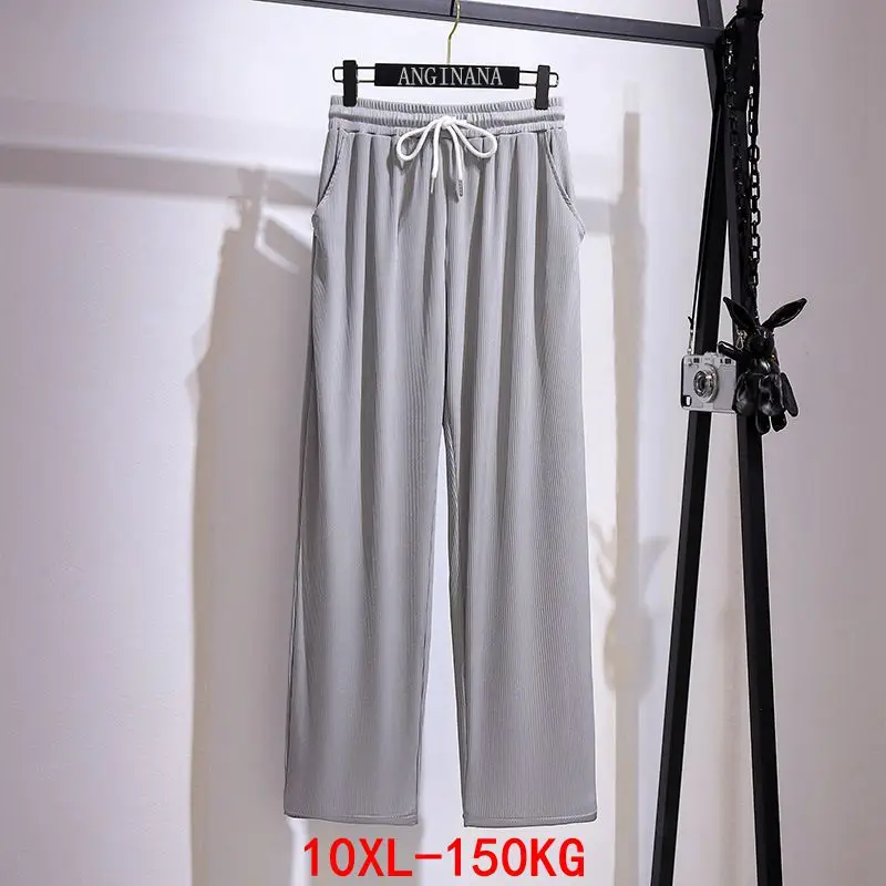 Брюки женские повседневные большого размера 10xl 150 кг, летние свободные черные спортивные штаны с завышенной талией, большие размеры 7XL 8XL 9XL, 52 54
