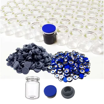100PCS 5ml Fiala da laboratorio in vetro trasparente con tappi e tappo Piccole bottiglie Contenitori per liquidi per test sperimentale Fiala da laboratorio trasparente 1