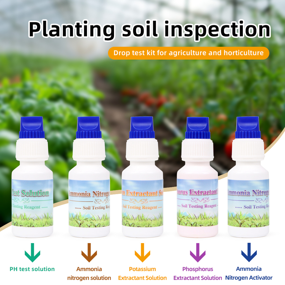 4 in 1 Soil Test Solution Kit PH kalium Phosphorus Nitrogen Measuring Soil Test Liquid Kit for Agriculture Gardening Test
