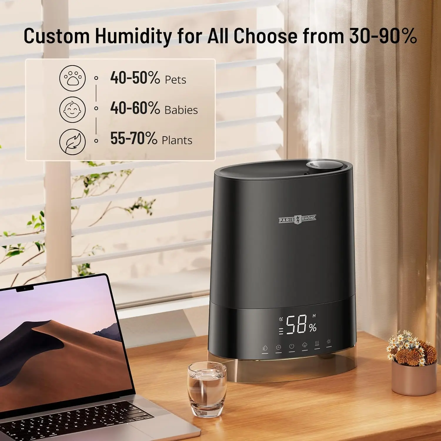Ultrasonic Cool and Warm Mist Humidifiers for Home Bedroom,Top Fill Air Humidifier