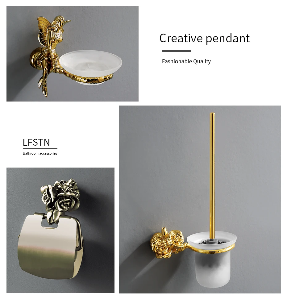 Description Picture 5 of itemWall Mount Romantic Bathroom Shower Hardware Accessories Set,Towel Ring and Robe Hook,Toilet Paper Holder Towel Bar MB-0612