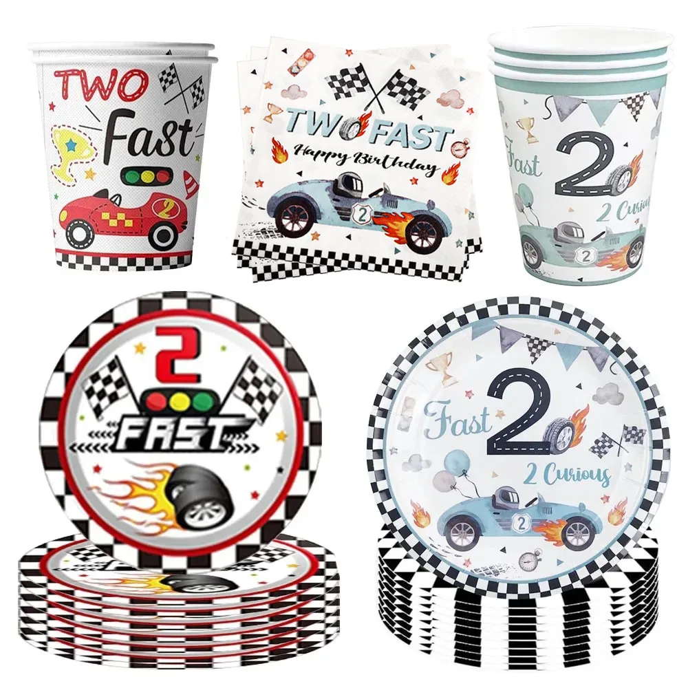 Junge Zwei Schnelle Jahre Alt Racing Auto Party Liefert Einweg Papier Dessert Platten Geschirr Servietten Tasse Geburtstag Party Dekoration