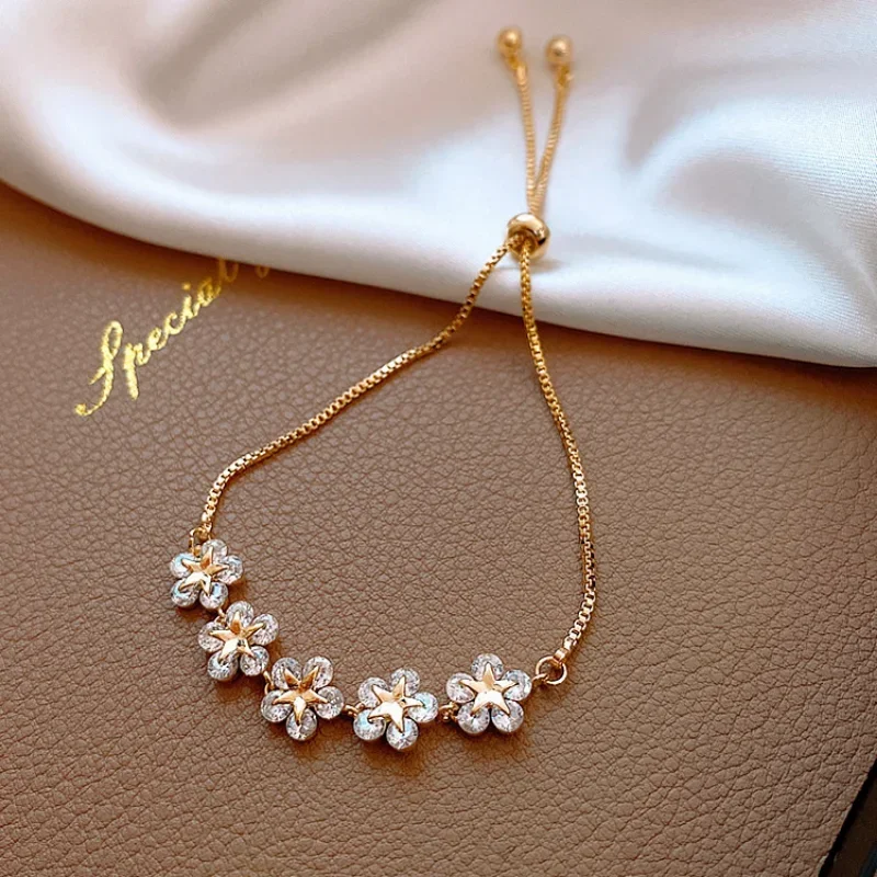 2024 New Korea New Fashion Letter D Star Simple Vintage Pendant Bracelet Woman Stainless Steel Bracelet Luxury Original Jewelry 2