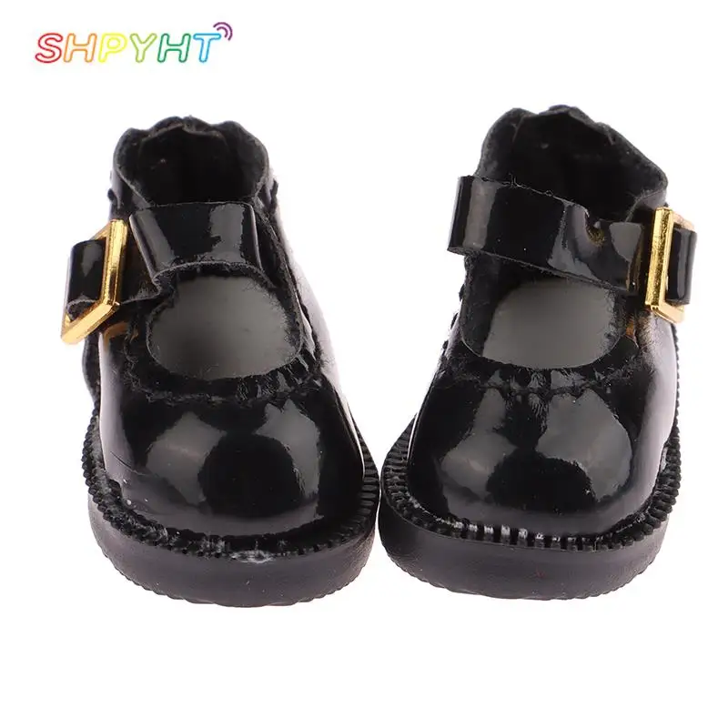 

1 Pair 3.2CM Black Doll Leather Shoes For 1/6 Blythes Doll 1/8 BJD Mini Lovely Sandals Toy Shoes DIY Doll Clothes Accessories