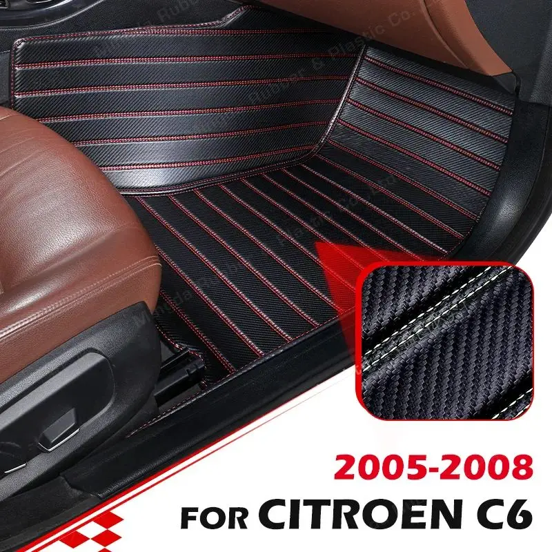

Custom Carbon Fibre style Floor Mats For Citroen C6 2005 2006 2007 2008 Foot Carpet Cover Automobile Interior Accessories