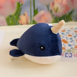Adorable Narwhal Plush Pendant - Soft Cartoon Sea Creature Stuffed Toy Keychain - 10cm (Dark blue yuanyan)