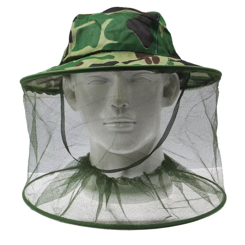 Net Mesh Face Protector Cap Insect Bee Mosquito Resistance Sun Fish Hat Camouflage Anti-bee Summer Fishing Hat for Men Women