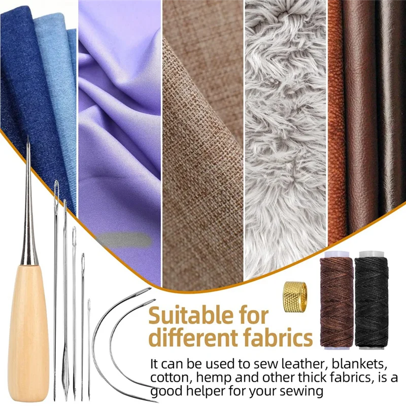 A45G-11 Pcs Leather Sewing Tool Kit, Leather Craft Stitching Sewing Kit For DIY Crafts Canvas Repair