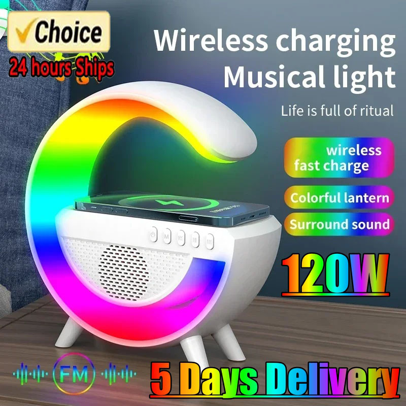  Multifunction 3 In 1 Wireless Charger Pad Stand Speaker RGB Night Light Fast Charging Station For iPhone Samsung Xiaomi Huawei 
