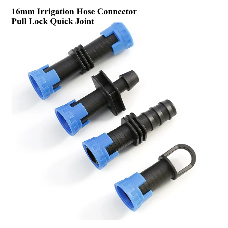 

16mm Irrigation Hose Connector Quick Joint Labyrinth Belt Drip Irrigation Belt Pull Buckle Lock Garden Water Pipe Connector