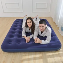 Colchón inflable para el hogar y el coche, cama plegable para exteriores, individual, doble, grueso, flocado