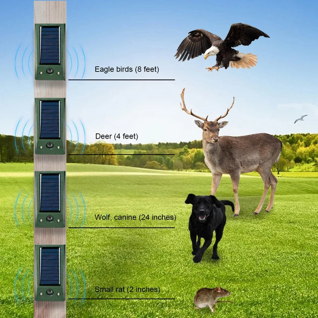 Ultrahangos Patkány Visszataszító Kültéri Napenergia -Újratölthető Macska- És Kutya -Visszataszító Farm Orchard Tenyésztő Menyétriasztó Műtárgy - Image 5