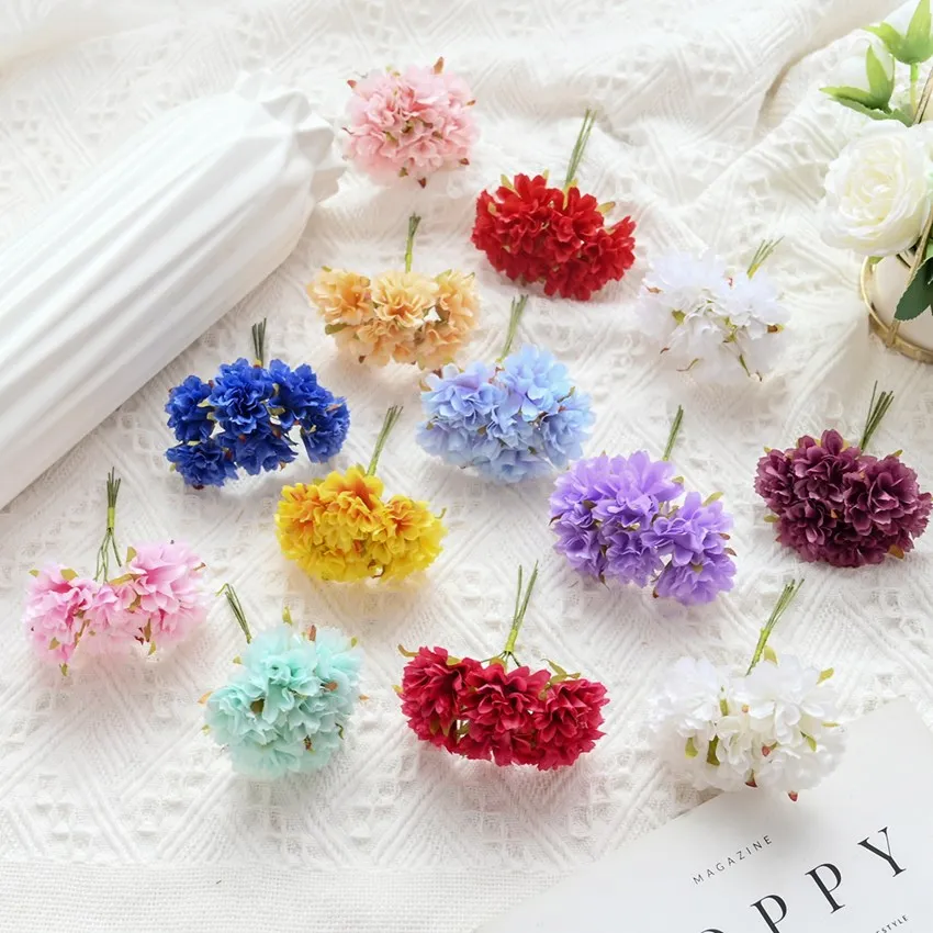 18PCS Artificial Flowers Silk Carnation Christmas Decorations Home Scrapbook